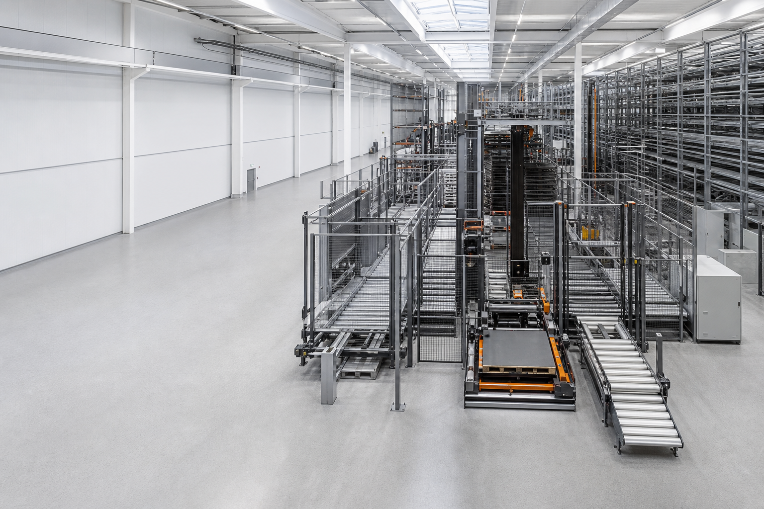 Industrial material handling system with conveyors and automated equipment